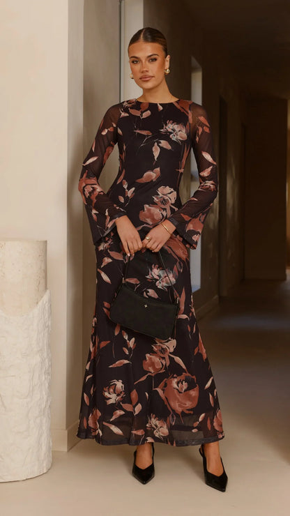 Koah Long Sleeve Maxi Dress Flower Print