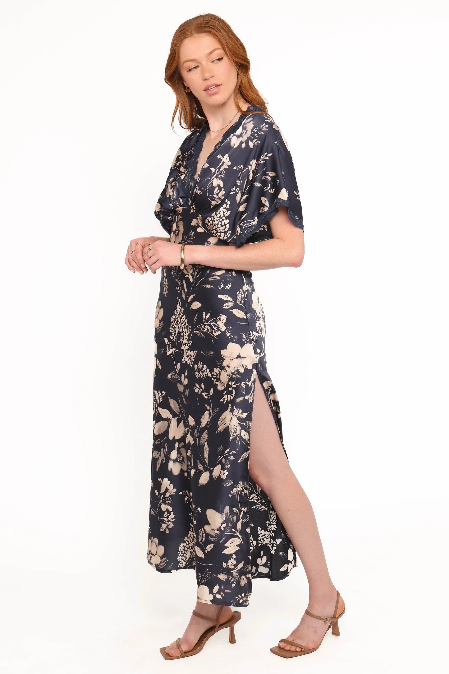 Laurent Midi Dress Navy Cream Floral