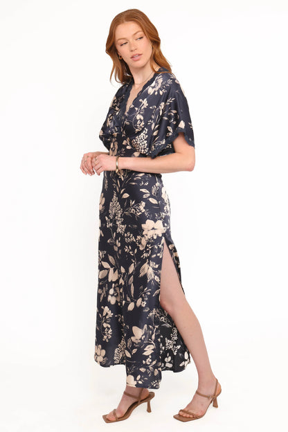 Laurent Midi Dress Navy Cream Floral