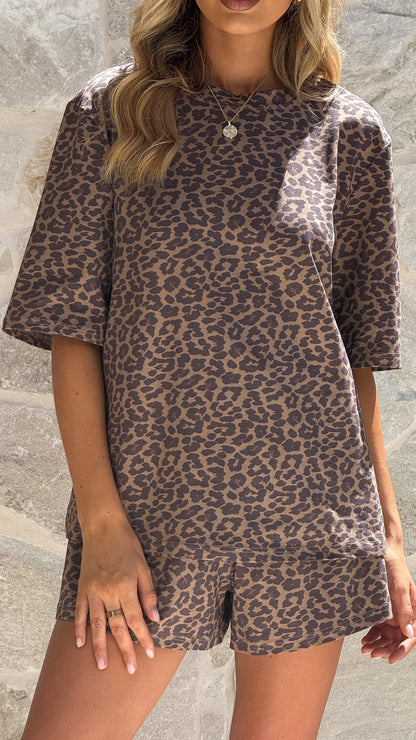 Bobby Crew Neck Tee Leopard Print