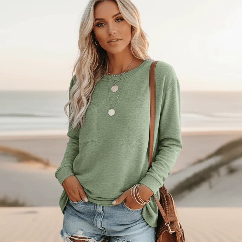 Boho Casual Long Sleeve Shirt with Pocket
