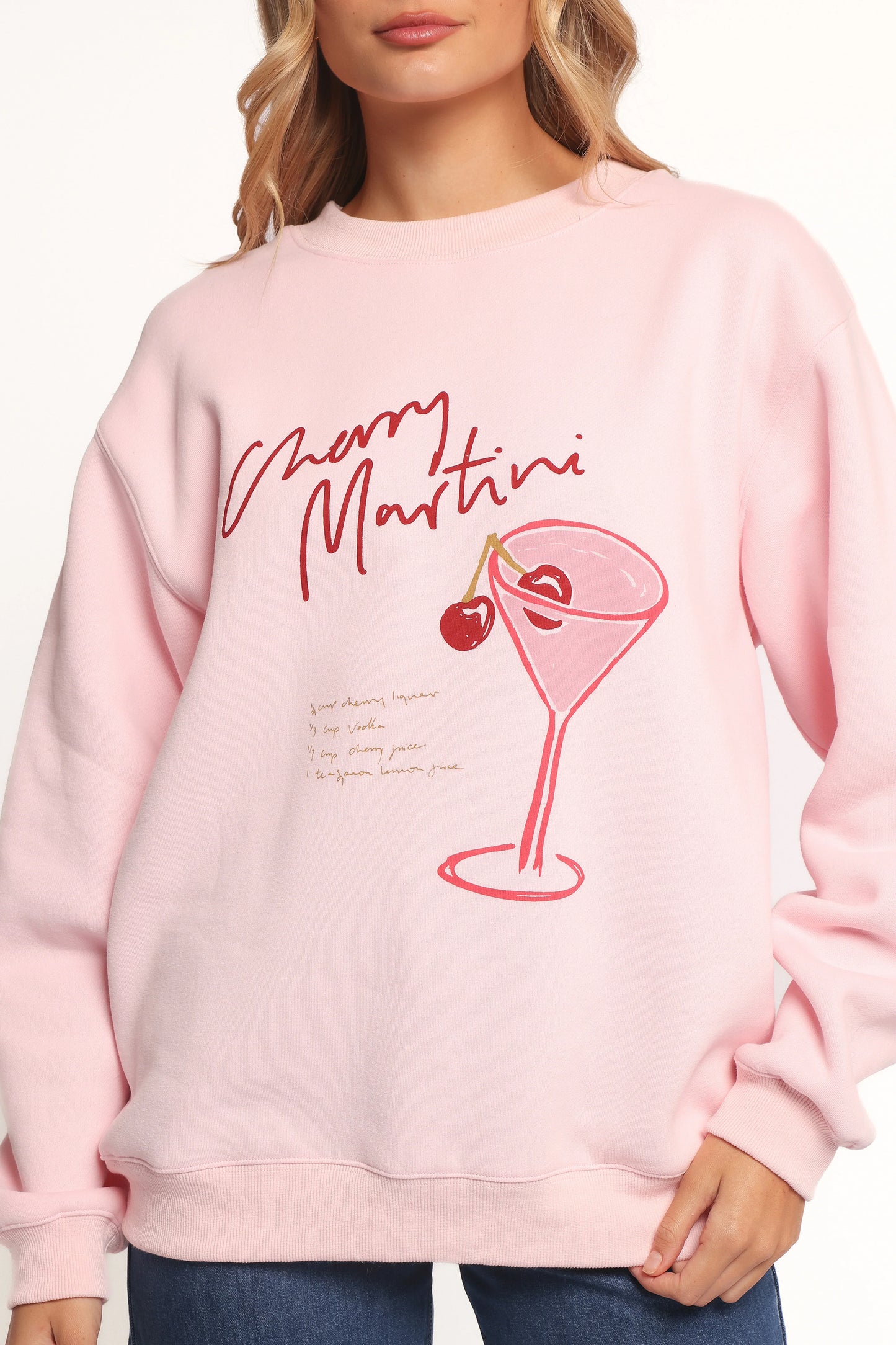 Cherry Martini Graphic Sweatshirt Pink