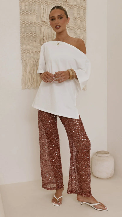 Zinnia Sequins Pant Rust