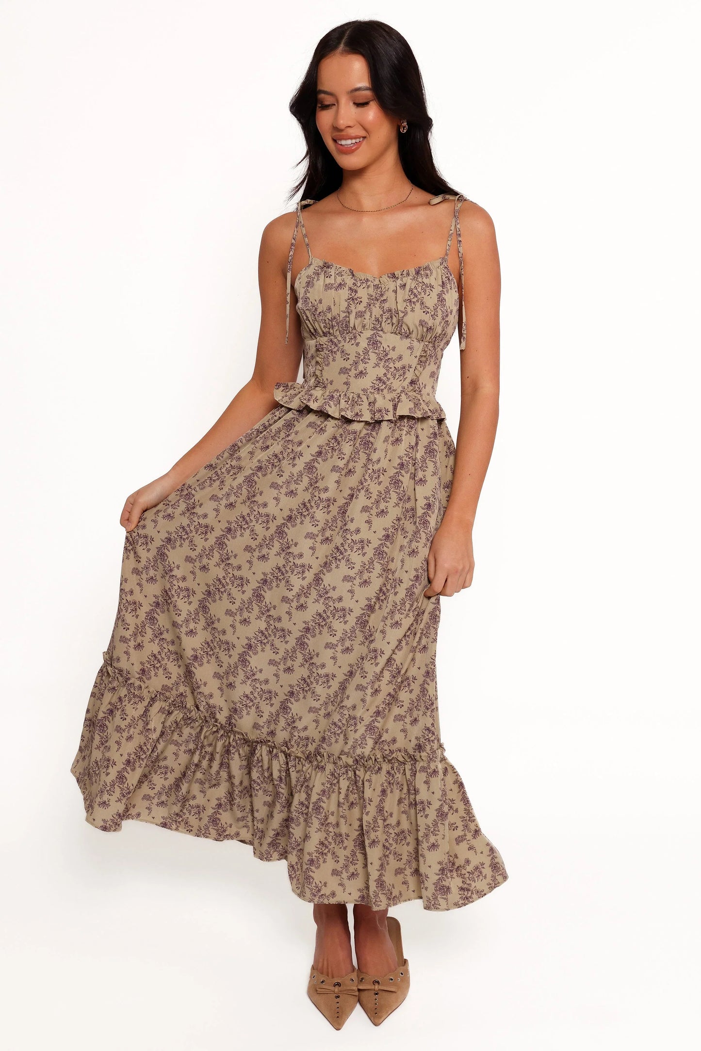 Karie Midi Dress Olive Dark Purple