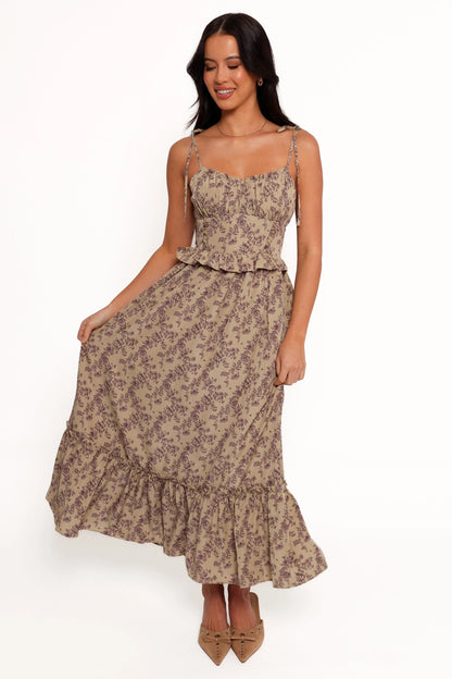 Karie Midi Dress Olive Dark Purple