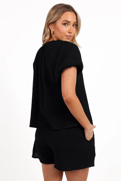 Bonnie Short Sleeve Top Black