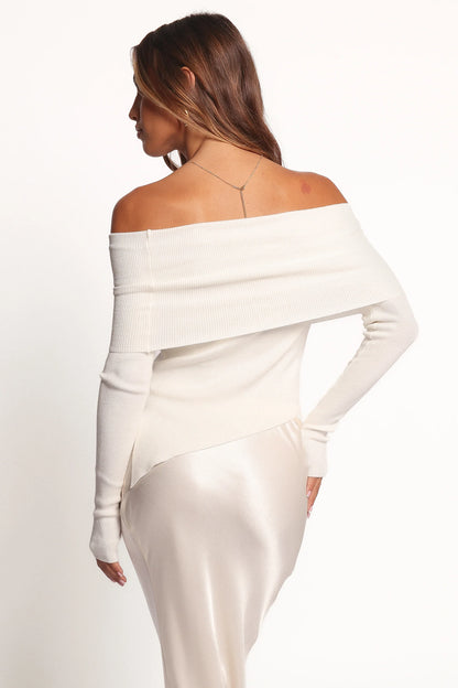 Mavis Off Shoulder Knit Top Cream