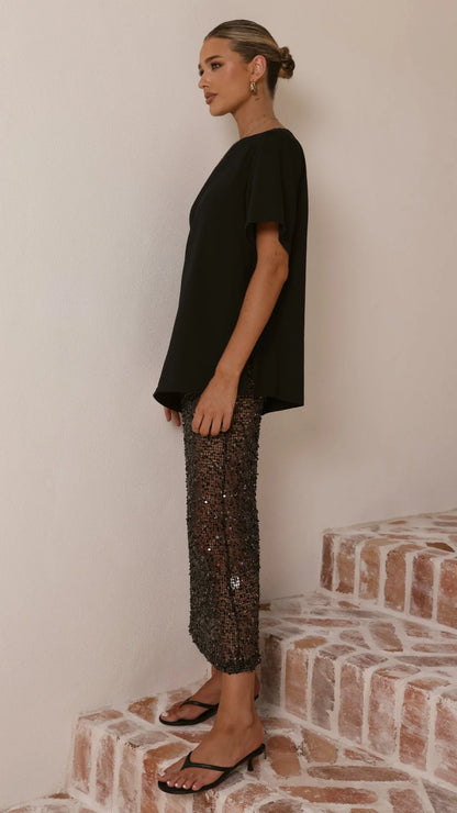 Verlo Sequins Maxi Skirt Black