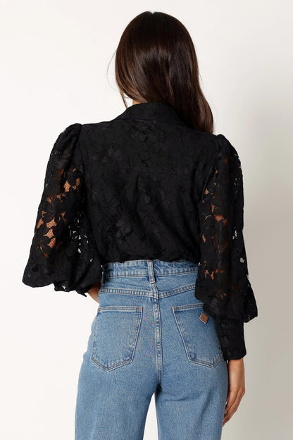 Tadeo Lace Shirt Black