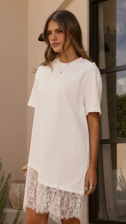 Avei Lace T Shirt Mini Dress White