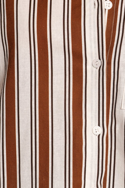 Thalia Short Sleeve Shirt Chocolate Stripe
