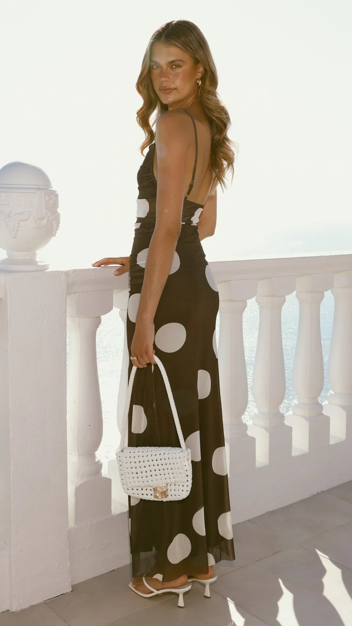Blaine Maxi Dress Chocolate Beige Polka
