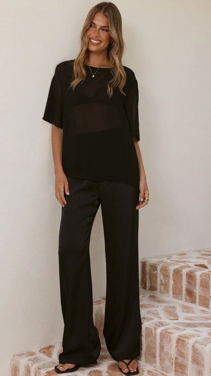 Davette Mesh T Shirt Black