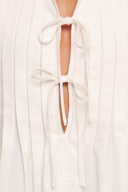 Delia Pleat Tie Top White