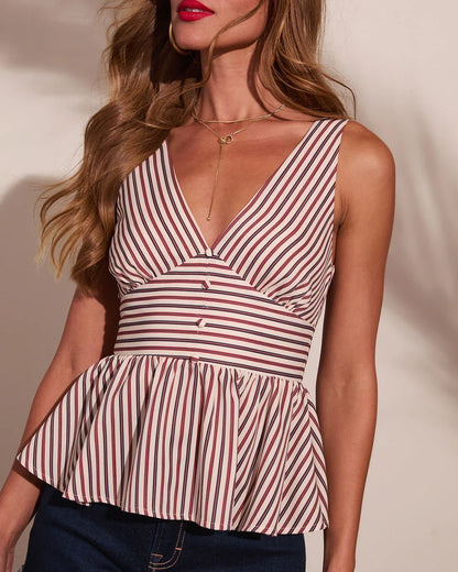 Sunlit Heritage Striped Peplum Top
