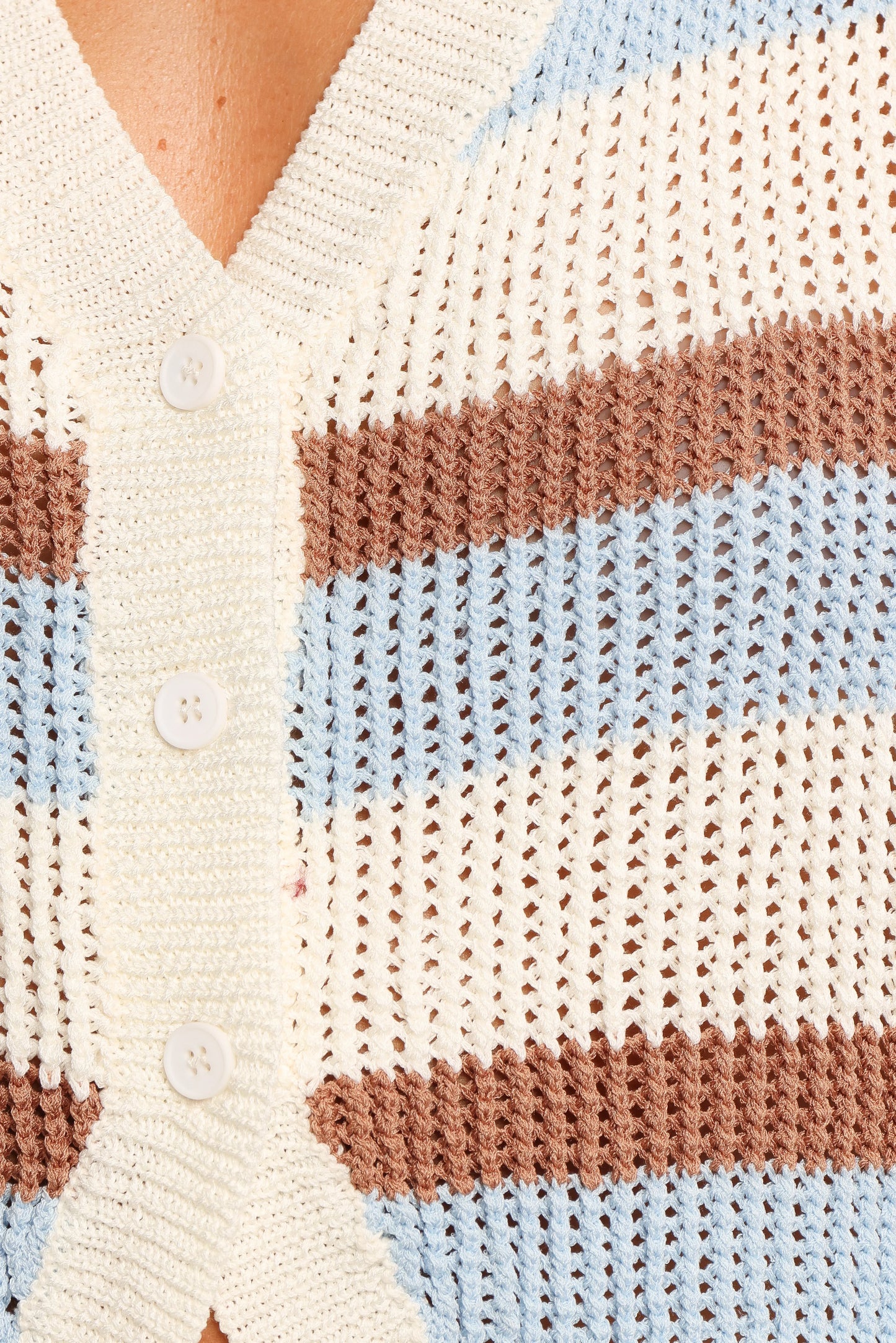Talia Knit Vest Top Tan Blue