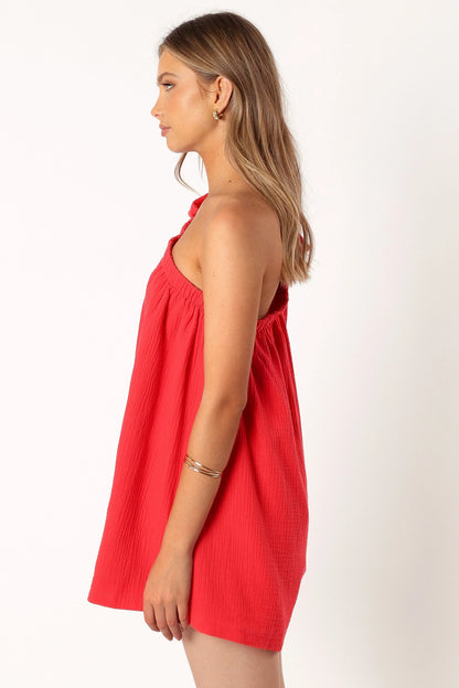Miffy One Shoulder Romper Red