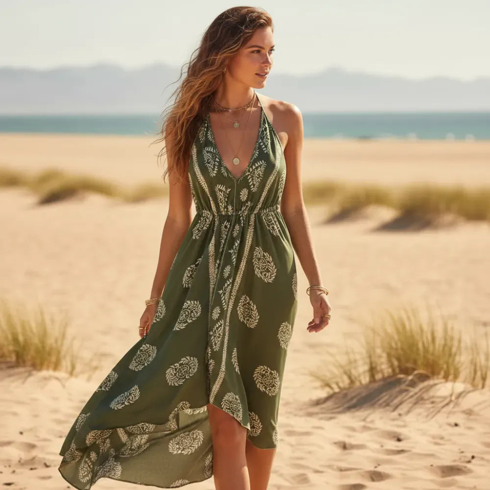 Floral Halter High Low Maxi Dress