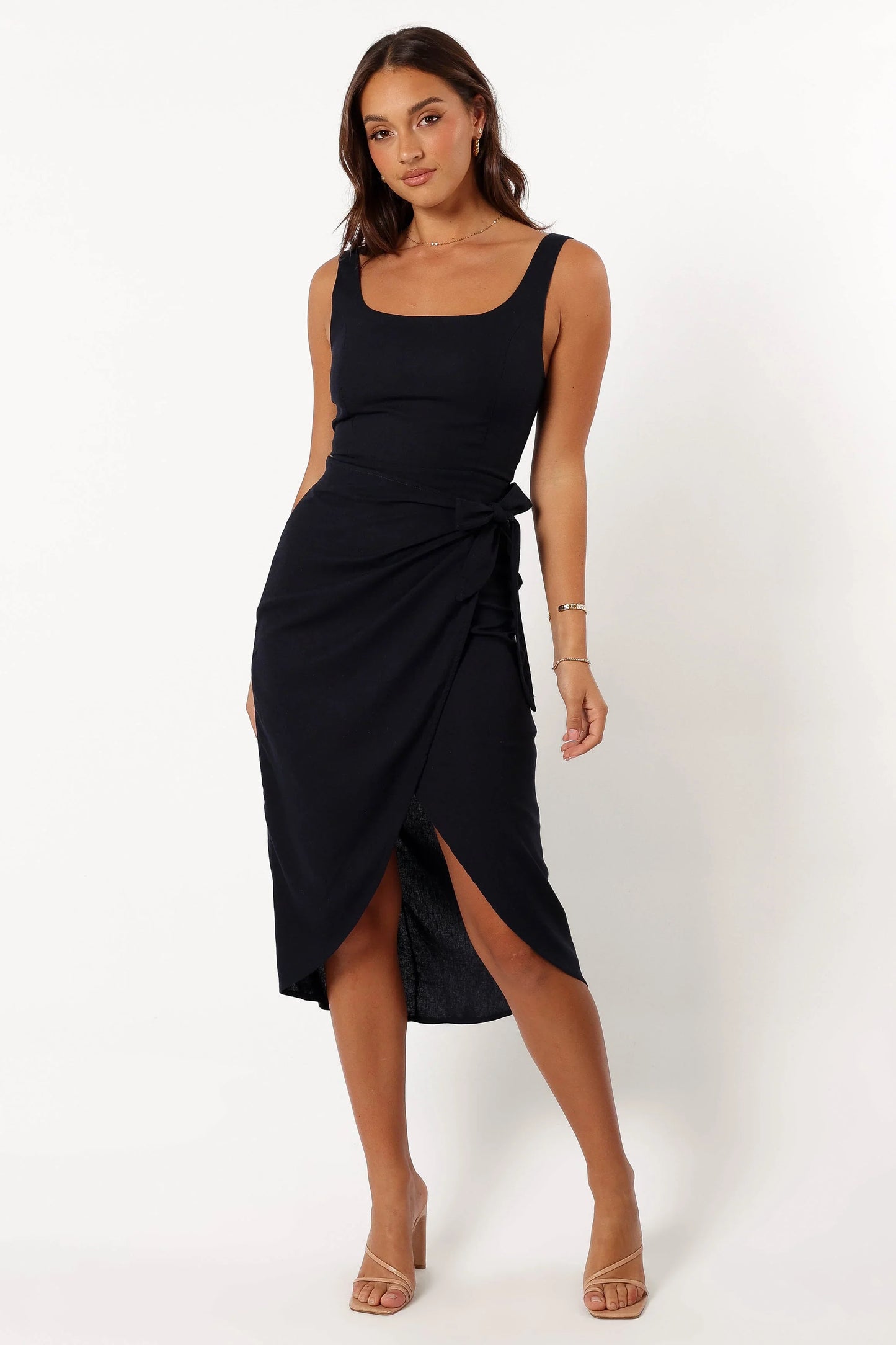 Misty Wrap Midi Dress Navy