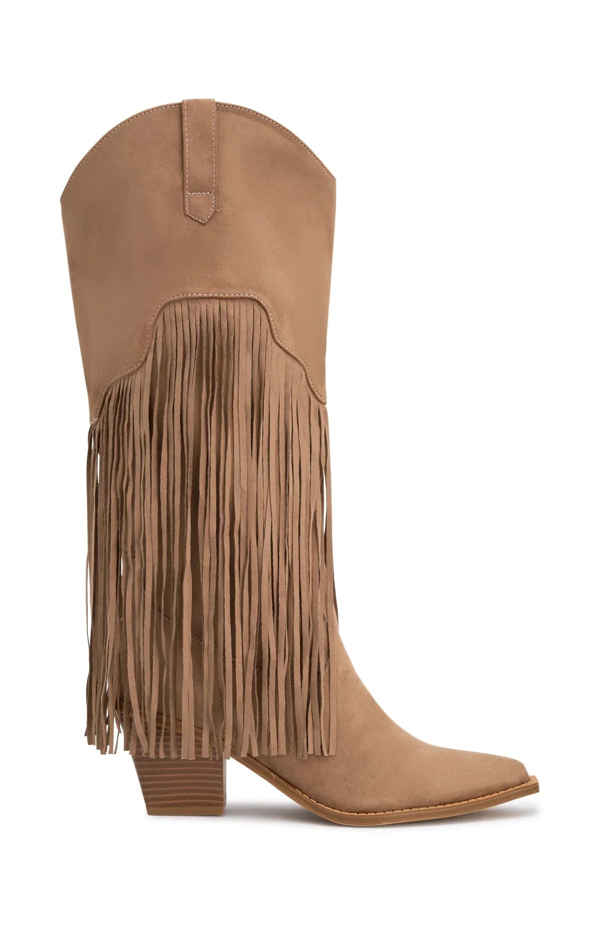 Iniko Cowboy Boot Taupe Faux Suede