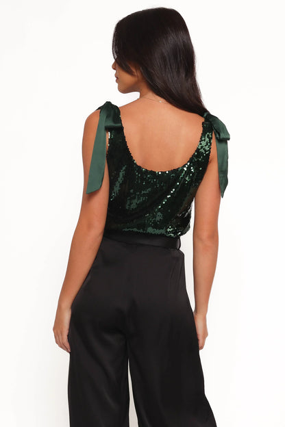Miah Sequin Top Emerald