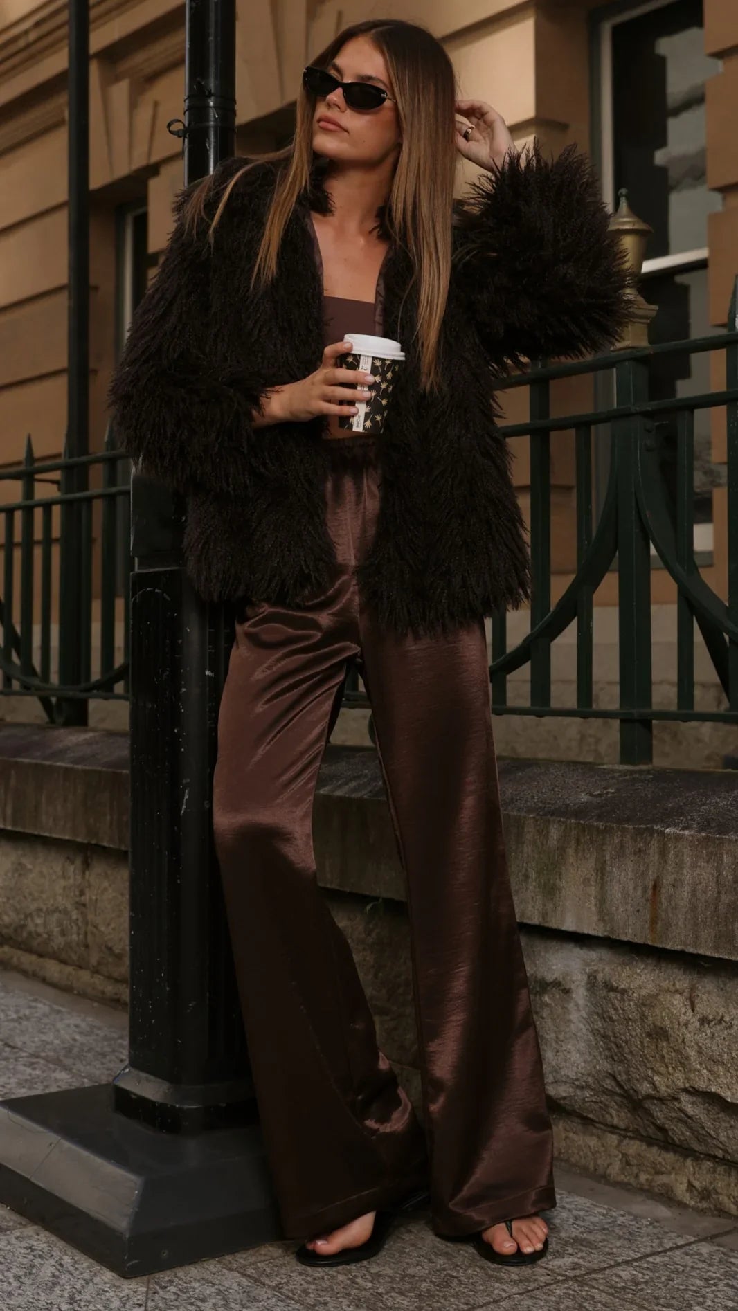 Chantelle Fur Jacket Chocolate