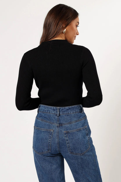 Tammy Ribbed Knit Top Black