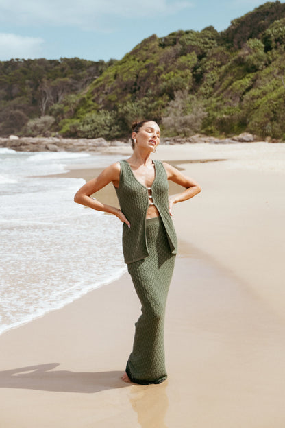 Asplie Knit Maxi Skirt Olive