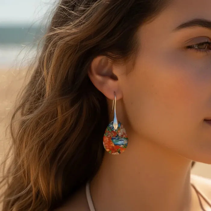 Boho Natural Stone Water Drop Dangle Earrings