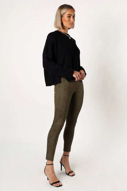 Morgan Suede Look Legging Olive