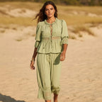 Boho Lace Trim 2 Piece Pants Set