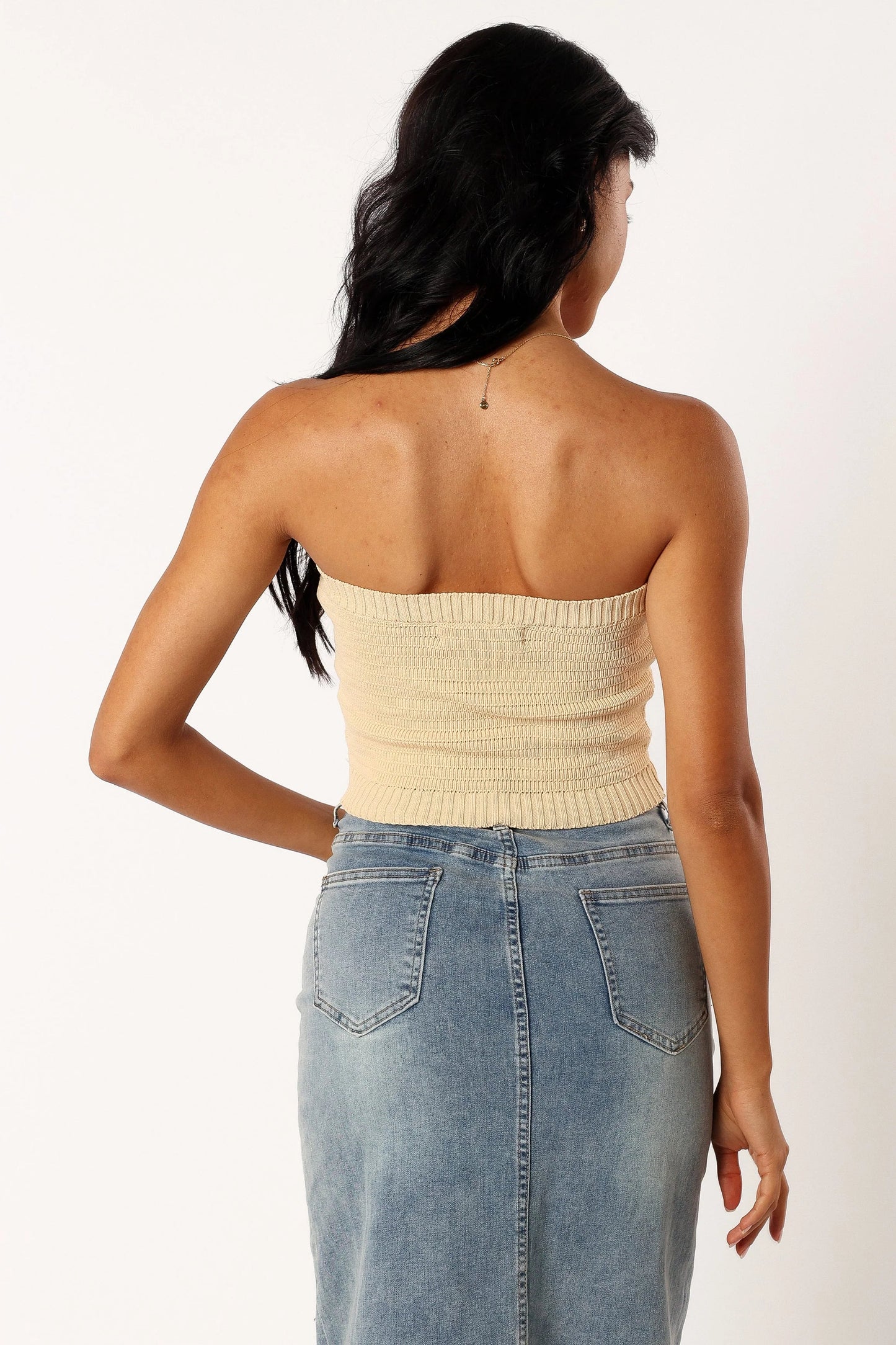 Zia Strapless Knit Top Lemon