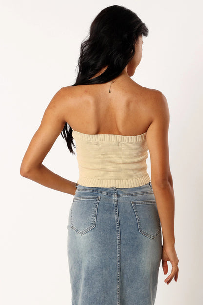 Zia Strapless Knit Top Lemon