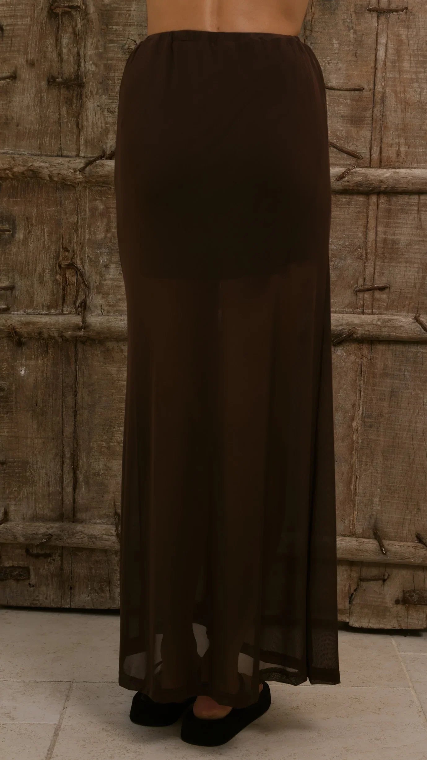 Onella Semi Sheer Maxi Skirt Chocolate