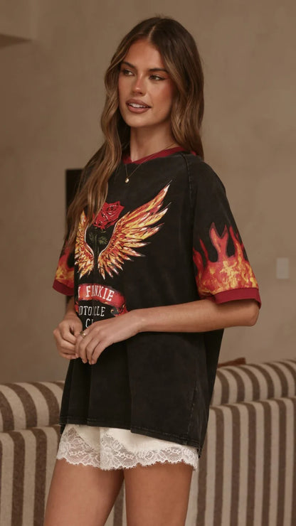Mayhem Oversized T Shirt Black Red