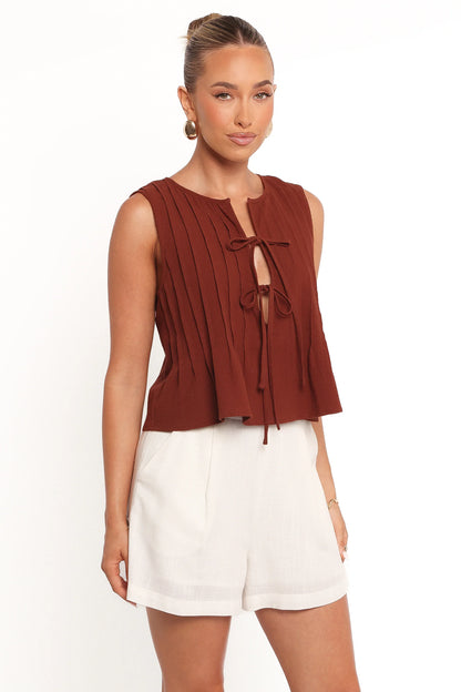Nika Pleated Top Chocolate Brown