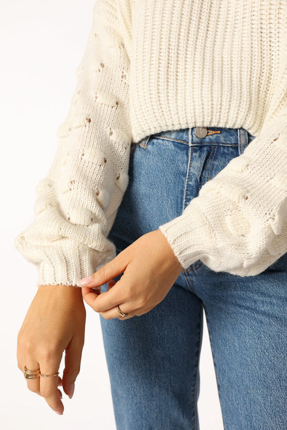 Catalina Polka Dot Texture Knit Sweater Ivory