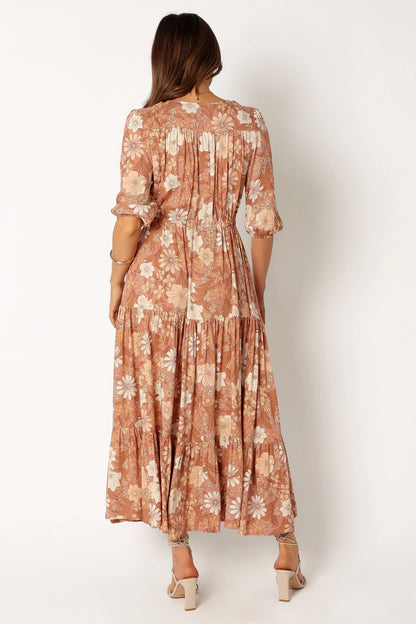 Kelda Dress Tan Floral