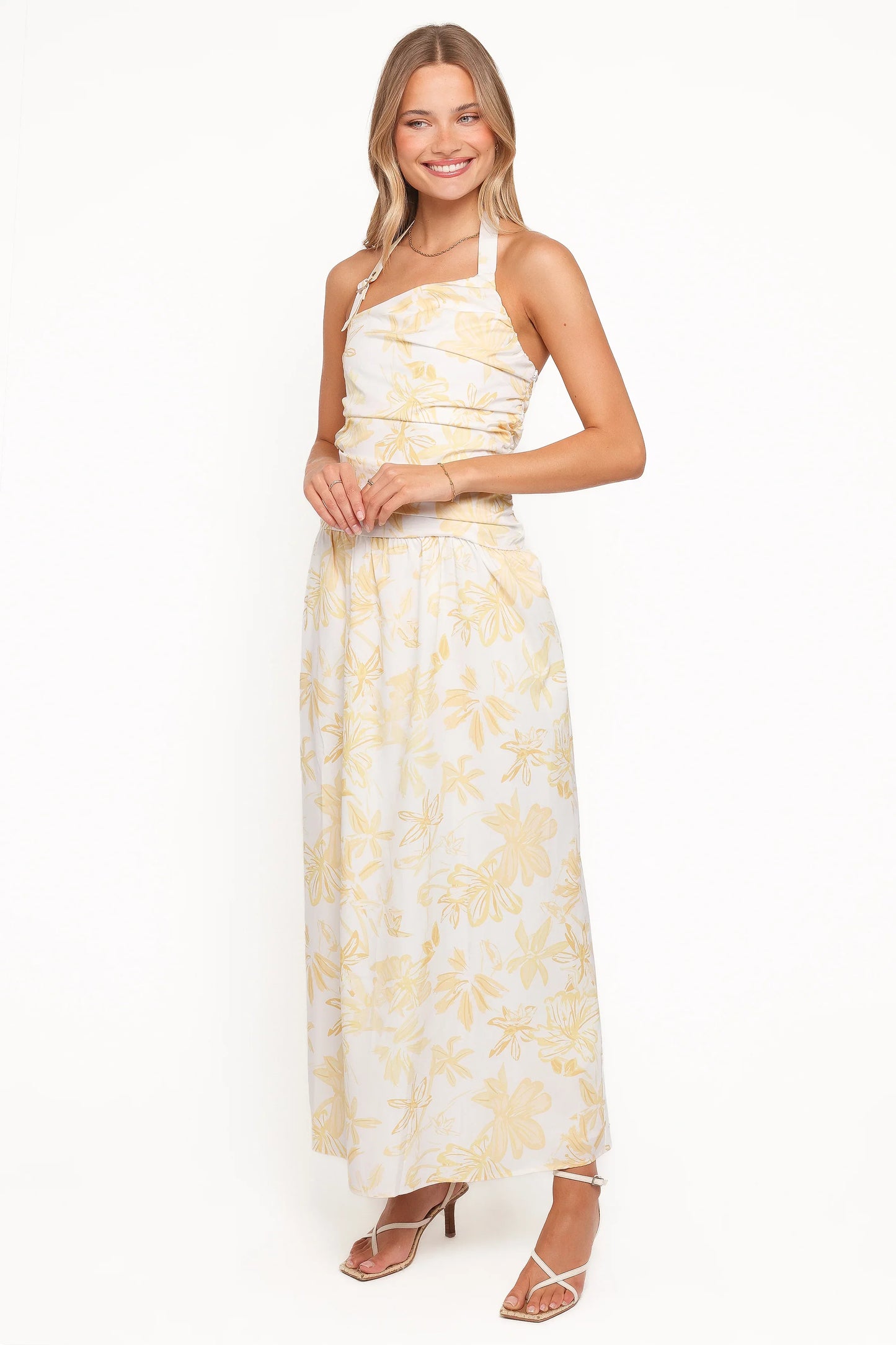 Jemma Halter Maxi Dress Yellow Floral