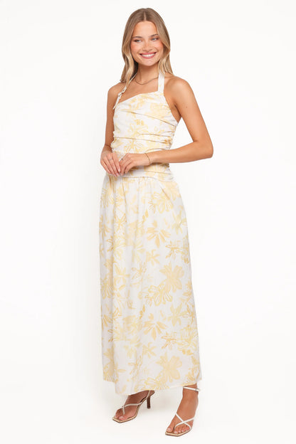Jemma Halter Maxi Dress Yellow Floral