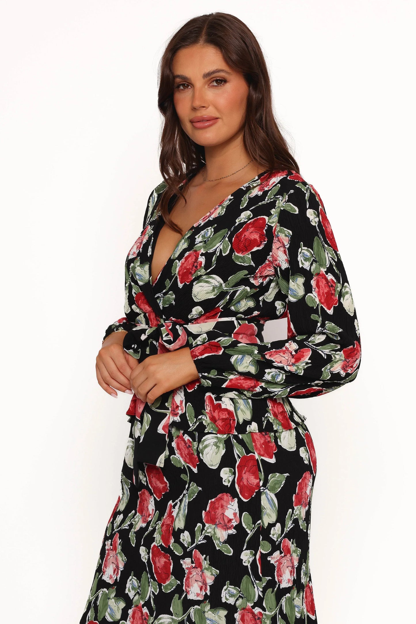 Minelli Pleat Top Black Rose