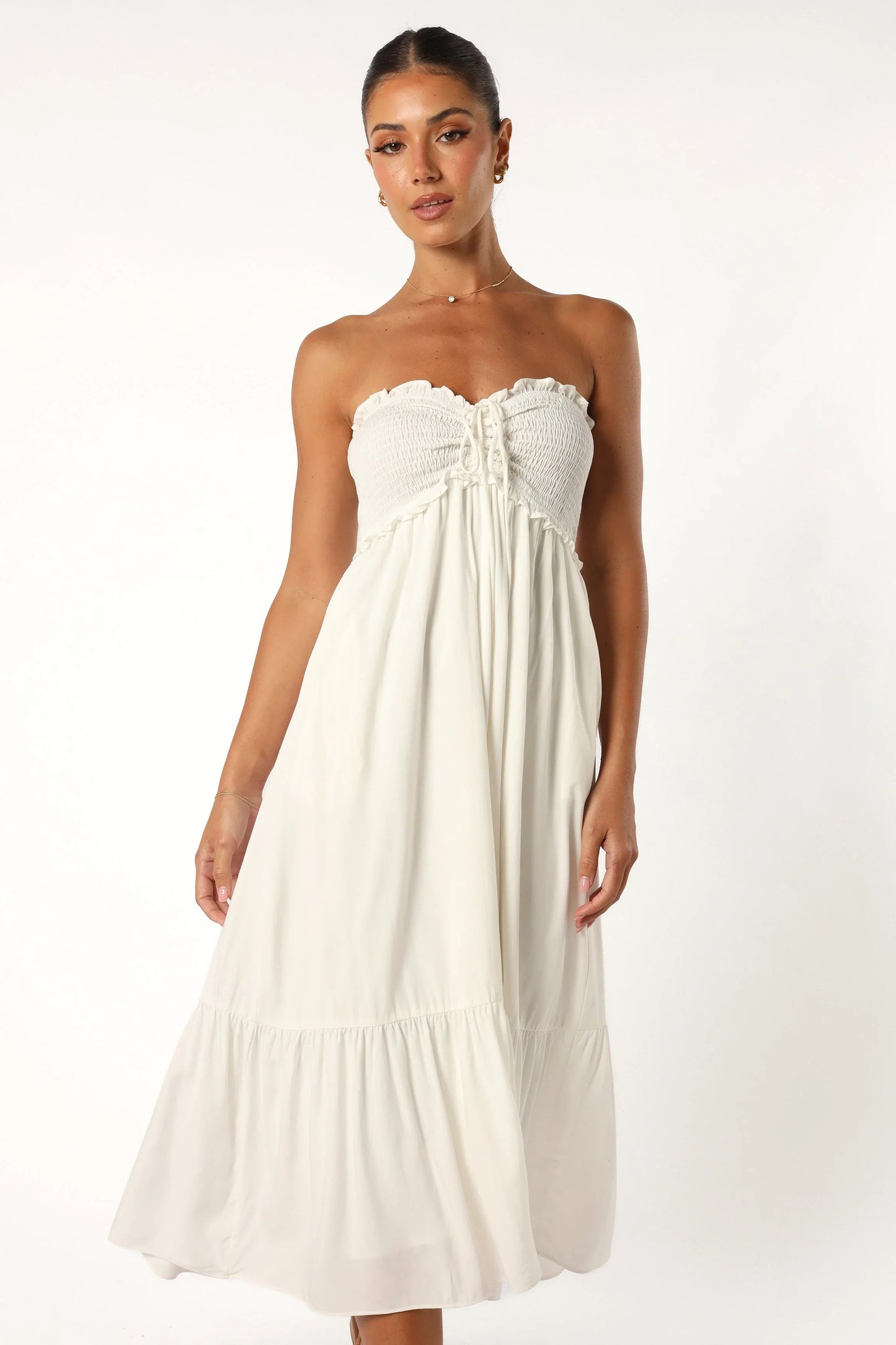 Dayton Strapless Midi Dress White