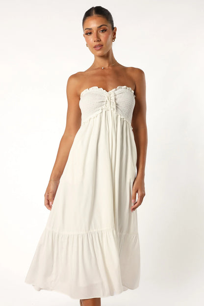 Dayton Strapless Midi Dress White
