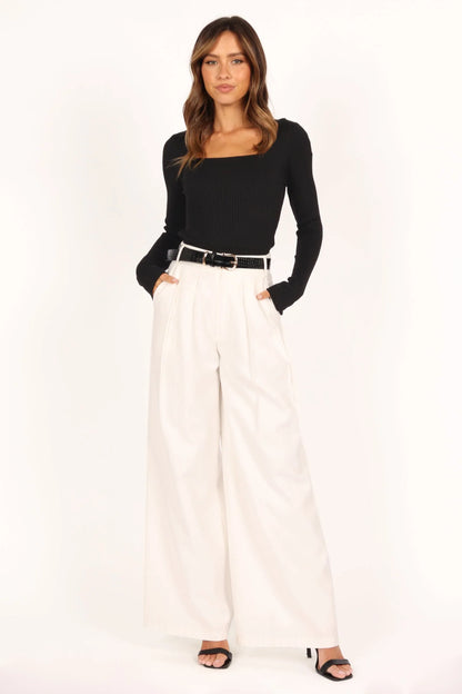 Shani Ribbed Knit Top Black