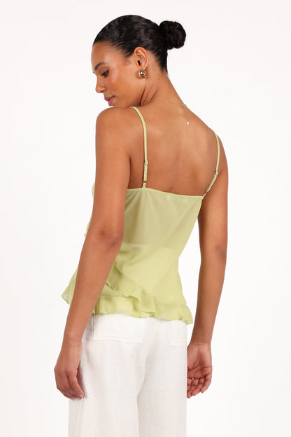 Gabrielle Ruffle Top Meadow Green