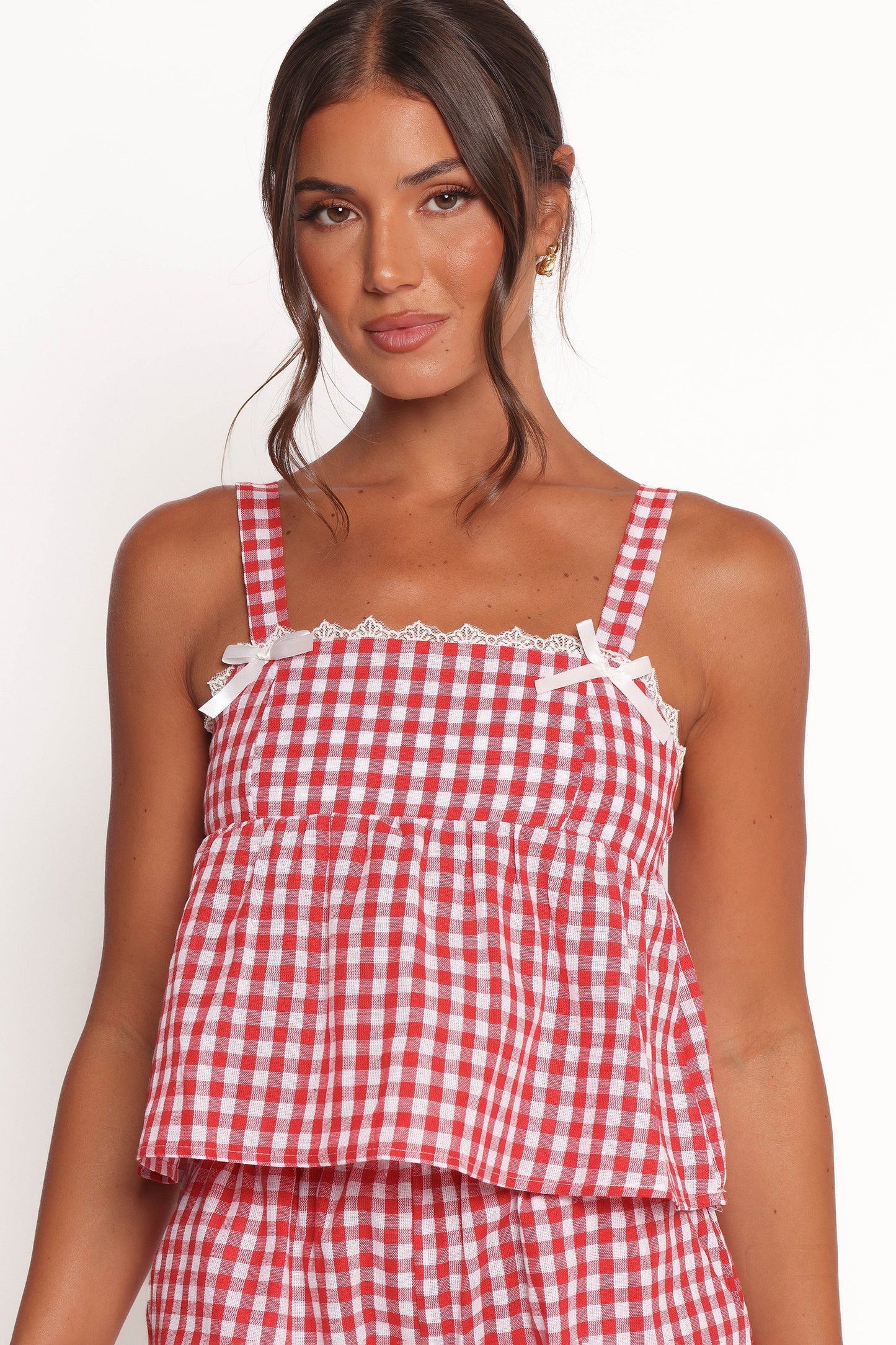 Isidore Gingham Short Set Red
