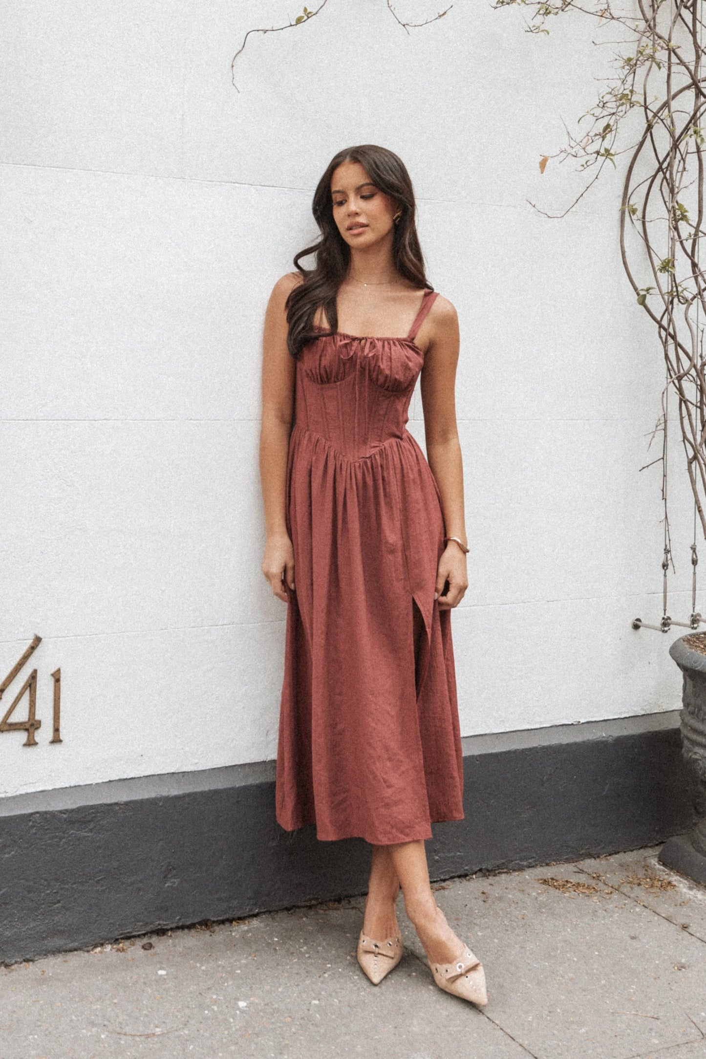 Sofie Midi Dress Brick