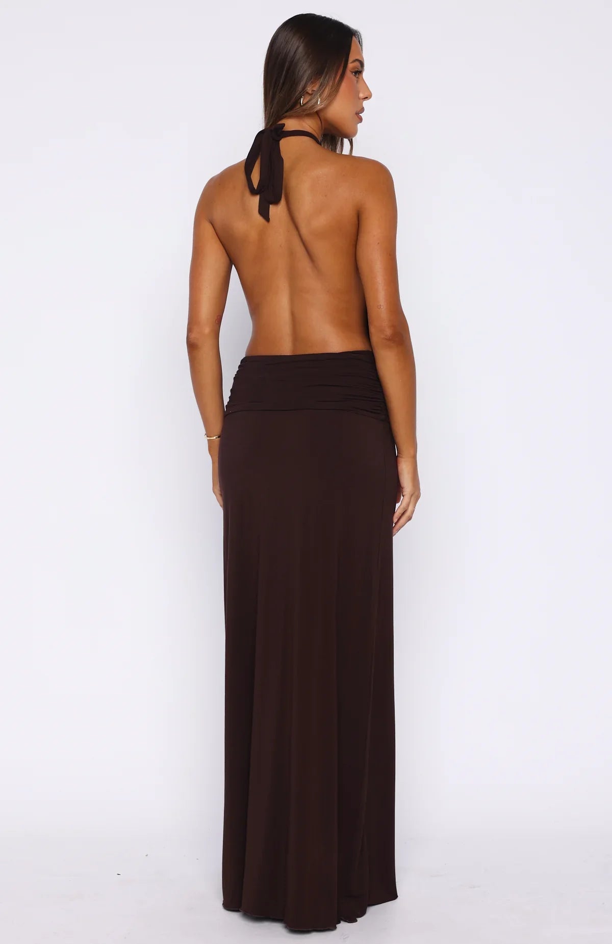 Shes Got That Look Halter Neck Maxi Dress Dark Chocolate