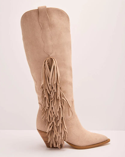 Boho Canyon Faux Suede Fringe Western Boots