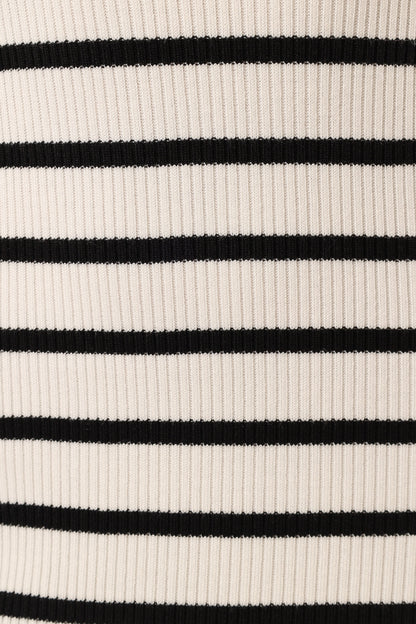 Ashyton Striped Midi Dress White Black